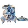 EUTYRG Collare per cani con fiocco Pettorina per animali domestici carina con cinghia pettorale Corda di trazione Vestiti per gatti Pettorina Gilet Principessa Cucciolo Gattino (Blu S 1_4kg)