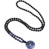 COAI Collana Rosario Uomo Donna, Collana Mala 108 Perline di Onice Opaco e Sodalite Annodate a Mano e Ciondolo Ping'an Kou di Sodalite
