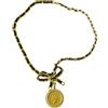 CHANEL Pre-Owned - Collana a catena Medallion 1995 - Donna - placcatura in oro/pietre sintetiche/pelle - Taglia unica