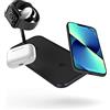 ZENS 3in1 Wireless Charger, Qi and MFi Certified, High Grade Aluminium, Fast Wireless Charging up to 10W, Works with Apple Watch 1/2/3/4/5/6/7/SE and all QI devices, Black, Cable + Adapter included