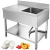 VEVOR Ristorante Lavello Cucina Gocciolatoio Sinistra 100X60cm Lavatoio Acciaio