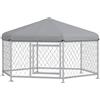 PawHut Recinto per Cani Taglia Media con Tetto in Tessuto Oxford Anti UV, 2.1x1.85x1.2m, Argento e Grigio|Aosom