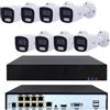 RVT Kit IP PoE con NVR 8 Canali e 8 telecamere Bullet 4mpx con Audio App Gratis