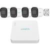 Uniarch Kit Videosorveglianza IP Poe 4 Telecamere 4MP microfono incorporato lente 2.8 mm