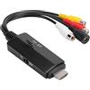 Demacia HDMI a RCA/1080P HDMI a AV/3RCA Convertitore, Alta Definizione Splitter Audio Video, Adattatore Composito per TV/VHS/VCR/DVD/PAL/NTSC, Maschio a Femmina