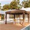 Mobili Rebecca Gazebo Nuxia 3x3 mt Poliestere Alluminio Marrone Chiaro Nero Da Montare