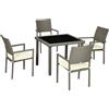 Giordanoshop Set Tavolo e 4 Sedie da Giardino in Rattan PE Grigio