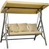 Giordanoshop Dondolo da Giardino 3 Posti 190x120x178 cm in Acciaio e Poliestere Marrone e