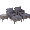 Giordanoshop Set Salotto da Giardino in Rattan Sintetico 2 Divani 2 Pouf e Tavolino Grigio