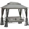 Giordanoshop Dondolo Letto 3 Posti con Gazebo da Giardino 256x172x248 cm con Zanzariera e