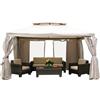 Bauer Gazebo da Giardino 3x4 mt in Alluminio con Zanzariera Bauer Ecrù