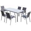 Giordanoshop Set Tavolo e 6 Sedie da Giardino in Alluminio e Textilene Bianco