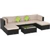 Giordanoshop Set Salotto da Giardino in Polyrattan Divano 2 Poltrone Virginia Nero e Beige