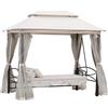 Giordanoshop Dondolo a 3 Posti Gazebo Divano Letto con Zanzariera Beige