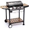 Giordanoshop Barbecue a Gas GPL 3 Fuochi 122x57x98 cm in Acciaio Nero