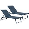 Giordanoshop Set 2 Lettini Prendisole da Giardino 70x182x91,5h cm con Ruote Taylor Navy