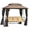 Giordanoshop Dondolo Letto 3 Posti con Gazebo da Giardino 257x175x240 cm con Zanzariera e