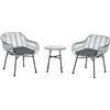 Giordanoshop Set Tavolino e 2 Sedie da Giardino in Rattan PE e Cuscini Grigio