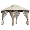 Giordanoshop Gazebo da Giardino 3x3m con Tende e Zanzariere in Acciaio Beige e Grigio