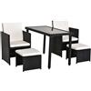 Giordanoshop Set Salotto da Giardino in Rattan Sintetico Tavolo 2 Poltrone 2 Poff Nero