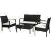 Giordanoshop Set Salotto da Giardino in Rattan Sintetico Tavolino 2 Poltrone e Divano con