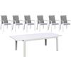 Giordanoshop Set Tavolo Allungabile e 6 Sedie da Giardino in Alluminio e Textilene Bianco