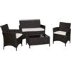 Giordanoshop Set Salotto da Giardino in Rattan Divano 2 Poltrone e Tavolo Contenitore Nero e