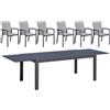 Giordanoshop Set Tavolo Allungabile e 6 Sedie da Giardino in Alluminio e Textilene Antracite