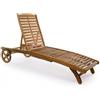 Giordanoshop Lettino Prendisole da Giardino 195x66x34-65,5h cm con Ruote in Legno Noemi