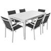 Giordanoshop Set Tavolo e 6 Sedie da Giardino in Alluminio e Textilene Bianco e Grigio