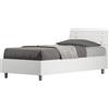 Giordanoshop Letto Singolo 80x200 cm con Rete Testata Doghe Inclinata Ankel Bianco Frassino