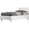 Giordanoshop Letto Singolo 80x200 cm con Rete Testata Dritta Ankel Bianco Frassino