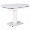 Giordanoshop Tavolo Allungabile 120/180x90x76 cm in Similpelle con Top in Vetro Bianco