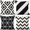 Aoihrraan Fodere per Cuscini Set di 4, Geometrici In Bianco E Nero Strisce Minimaliste Morbido Peluche Corto Quadrato Federa per Divano Camera da Letto Auto Sedia Casa Decoro 40x40cm