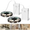 SOAIY 2PZ*2M Strisce Adesive LED Tagliabile con Sensore Movimento Giorno/Notte,Nastro Luci LED Sottopensile a Batteria 3 Modalità di Illuminazione per Cucina Armadio Corridoio Scale Bianco Caldo