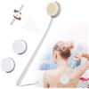 wefaner Spazzola per la schiena con manico lungo, aiuto per la crema posteriore, splicabile, setole naturali, con 2 cuscinetti intercambiabili, manico ultra lungo
