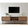 Dmora Mobile Porta Selena, Credenza da Soggiorno, Armadio Basso per TV, Base Parete attrezzata, 180x40h50 cm, Noce e Nero