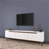 Dmora Mobile Porta Cor, Credenza da Soggiorno, Armadio Basso per TV, Base Parete attrezzata, 180x35h49 cm, Bianco e Noce, Pannello melaminico 18mm