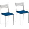 ASTIMESA SCACAZ Due sedie da cucina, metallo, blu, altezza della seduta 45 cm