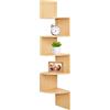 edihome, Libreria Angolare, Scaffale da Parete, 5 Ripiani, 123 x 19,2cm, Legno Natural, Mensole da Muro Design, Cucina, Camera (Legno)
