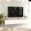 Dmora Mobile Porta Thebe, Credenza da Soggiorno, Armadio Basso per TV, Base Parete attrezzata, 180x32h30 cm, Quercia e Bianco, Pannello melaminico 18mm