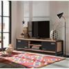 Dmora Mobile Porta Polaris, Credenza da Soggiorno, Armadio Basso per TV, Base Parete attrezzata, 180x45h50 cm, Quercia e Nero