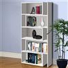 Dmora Libreria estensibile in larghezza a 5 vani aperti, Scaffale per libri e documenti da ufficio, Made in Italy, cm 72x22h181, colore Rovere sbiancato