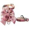 EUTYRG Fiocco Collare per cani Gatto Pettorina per animali domestici carina con cinghia pettorale Corda di trazione Vestiti per gatti Pettorina Gilet Principessa Cucciolo Gattino (Rosa S 1_4kg)
