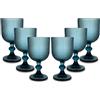 ARCA, Set di 6 Calici in Pasta di Vetro, per 6 Persone, Bicchieri Ideali per la Tavola, Resistenti e Duraturi, Lavabili in Lavastoviglie, Collezione Eternity, Colore Blu, 330 ml