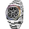 TYBERLEY Pagani Design Orologio al Quarzo Classico Uomo Movimento Giappone VK63 Lunetta in Ceramica Acciaio Inox Impermeabile Business Sport Cronografo Data, Nero-arcobaleno-pd1644