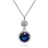 namana Elegante Collana con Ciondolo. Collana a Forma di Doppia Pendente Color Rosso Rubino o Zaffiro Blu. Collana a Catena di Lunghezza Regolabile Placcata in Rodio Color Argento (Blu)