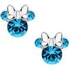 Disney Orecchini Minnie Mouse a Bottone con Pietra Portafortuna Disney da Bambine in Argento, Gioielli Disney, Impreziosito da Zirconia, Azzurro