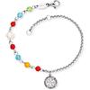 Engelsrufer Bracciale da donna in argento sterling, perle di vetro e fiore della vita, decorato con 24 zirconi colorati, regolabile in due lunghezze, senza nichel, 17 cm, Acciaio inossidabile, Nessuna