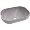 BAIKAL - Lavabo in ceramica sopra il piano di lavoro. Lavabo ovale in finitura grigio marmo. Dimensioni: 46 x 33 x 13,5 cm. Senza foro per rubinetto. Spedizione con imballaggio rinforzato